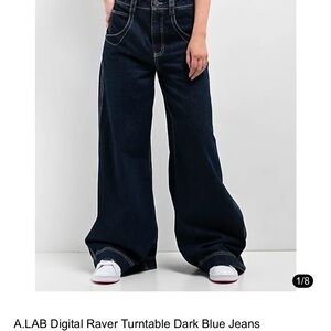 A.LAB Women's Dark Blue Wide Leg Jeans